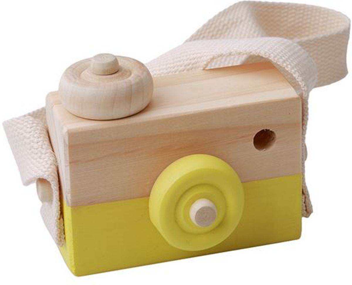 Fototoestel hout geel | camera | speelgoed | decoratie | accessoires | babykamer